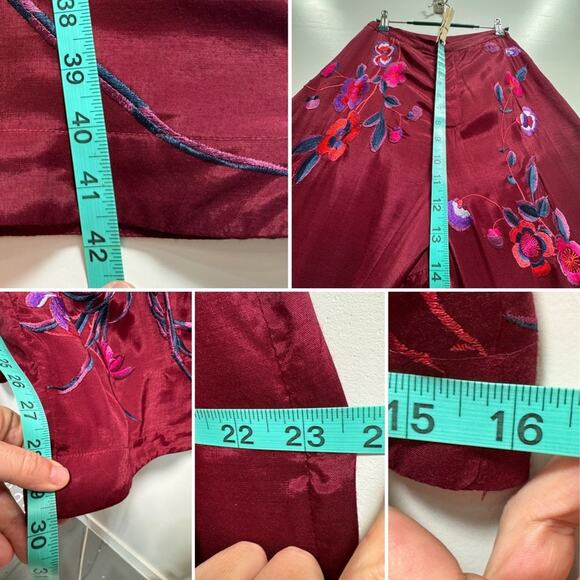 Free People Trousers Mimi Embroidered Floral Wide Leg US 6 NEW - Picture 9 of 16